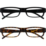 OPULIZE Die Lesebrille Unternehmen Schwarz & Braune Schildpatt Leicht Leser Wert 2er-Pack Herren Frauen RR32-12 +1,00