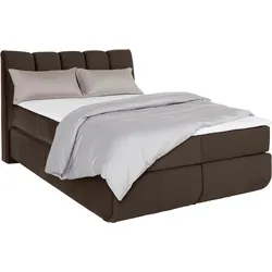 Boxspringbett LEONIQUE "Océane", braun, B:150cm L:221cm, Komplettbetten, Boxspringbett, Bodenfrei- wirkt freischwebend, verschiedene Härtegrade (auch H4)