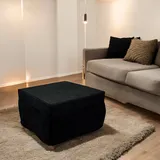 In Ein Einzelbett Umwandelbarer Puof, Made In Italy, Klappbett, Pouf Aus Abnehmbarem, Platzsparendem Stoff Für Das Wohnzimmer, Cm 78x78 / 195h45, Schwarz - Talamo Italia
