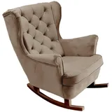 DomoHome Schaukelsessel, Graubraun, Holz, Echtholz,Buche, Rechteckig, 81x102x95 cm, Wohnzimmer, Sessel, Schaukelstühle
