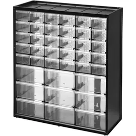 Stanley Kleinteilemagazin Kunststoff 36,7 x 43,5 x 15,5 cm schwarz/transparent 39 Schubladen