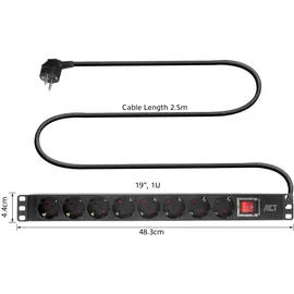 Act Steckdosenleiste 2,5 m Schwarz 8 St.