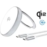 4smarts Qi2 Charger Kickstand silber/ weiß