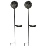 Hti-Living Solarlampe Luna 2er Set Flower Braun