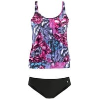 LASCANA Oversize-Tankini Damen schwarz-pink Gr.36