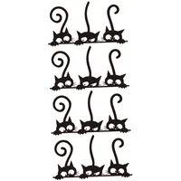 SOIMISS Wandaufkleber Schaffen Warme und Bezaubernde Atmosphäre Schwarze Katzen 4 Satz aus Pvc mit Kreativem Muster zur Wohn und Partydirektdeko an Wand und Fenster
