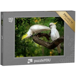 puzzleYOU Puzzle Schwefelhaubenkakadu auf einem Ast, Australien, 48 Puzzleteile, puzzleYOU-Kollektionen Kakadus, Exotische Tiere & Trend-Tiere