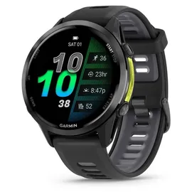 Garmin Forerunner 970 Schwarz/Carbongrau Titan DLC mit Silikon-Wechselarmband 22 mm Schwarz/Transparent Steinweiss
