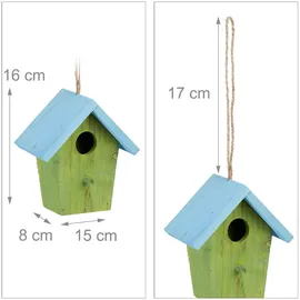 Relaxdays Deko Vogelhaus Grün,Hellblau