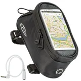 tectake® Handy Fahrradtasche, Fahrrad Rahmentasche, Fahrradtasche Rahmen, Handyhalter wasserabweisend, Handyhalterung, Fahrrad Tasche als Rennrad Zubehör, für e Bike oder Mountainbike - Schwarz, M
