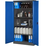 Stahlschrank Werkzeugschrank Stahlblech Pulverbeschichtet Flügeltürschrank cm x cm x cm anthrazit/blau