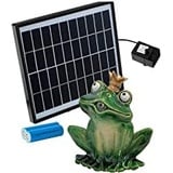 Storm's Gartenzaubereien Wasserspeier Frosch mit Akku Solarpumpe 16cm aus Keramik Laufzeit ohne Sonne 4-5 Stunden - 36 EU