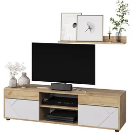 Vicco Wohnwand Berno, Goldkraft Eiche/weiß, 2 Teile, Vicco