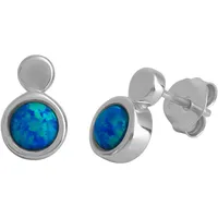 VIVANCE Paar Ohrstecker »925/- Sterling Silber rhodiniert imit. Opal blau«, 41530814-0 weiß + blau)