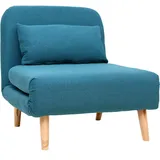 miliboo Schlafsessel AMIKO Polyester 80 x 90 x 100 cm Blau mit verstellbarer Rückenlehne