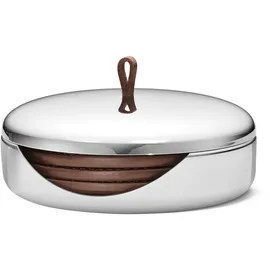 Georg Jensen Sky Untersetzer 4er-Set, Edelstahl / Leder