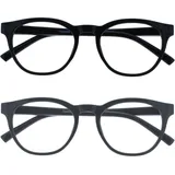 OPULIZE BLU Blaulichtfilter Lesebrille für Damen Herren, Blendfreie UV400-Schutz Federscharnier Anti-Müdigkeit, Runder Rahmen, Computerbrillen Gaming, 2er-Pack Schwarz Grau +1,00