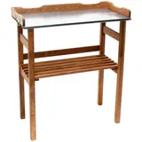 Tontisch mit verzinkter Arbeitsplatte - 78x38x86 cm - Kiefer massiv braun