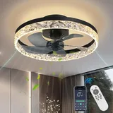 AHAWILL Deckenventilator mit Beleuchtung 50 cm, LED-Deckenlampe mit Fernbedienung und App, Flacher Deckenventilator, Dimmbar, 6 Geschwindigkeitsstufen, Reversibel, mit Timer