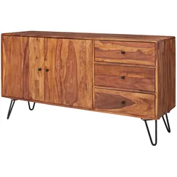 FineBuy Sideboard Landhaus Sheesham Kommode Holz Massiv Anrichte Standschrank