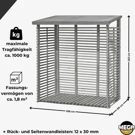 deltagartenh Kaminholzregal Flammo S Holz 188 x 69 x 183 cm Grau