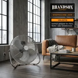Brandson Windmaschine Retro-Design Bodenventilator 56 cm 200 W Silber