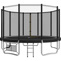 Devoko Trampolin Outdoor Ø 183/228/305/366/427 cm, Indoor Trampolin Kinder Gartentrampoline, Komplettset mit Schuhnetz, Leiter, Randabdeckung, Sicherheitsnetz