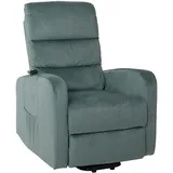 Mendler Fernsehsessel HWC-K62, Sessel Relaxsessel TV-Sessel, Liegefunktion Aufstehhilfe elektrisch, Metall Chenille ~ blau-grün