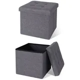 dibea Sitzhocker faltbar Leinen 38 x 38 x 38 cm Grau