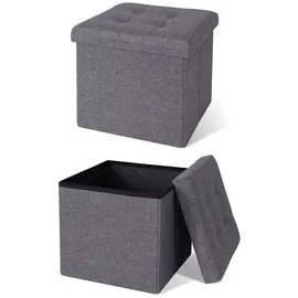 dibea Sitzhocker faltbar Leinen 38 x 38 x 38 cm Grau