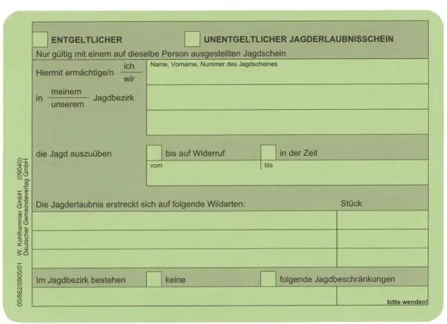Jagderlaubnisscheine 20 Stück