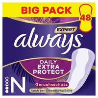 Always Dailies Extra Protect Slipeinlagen Damen, Normal (48 Binden) Giga Pack, geruchsneutralisierend, atmungsaktiv, flexibel