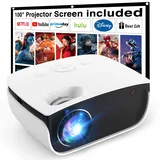 T TOPVISION Mini Beamer, 7500L Tragbarer Heimkino Beamer Unterstützung 1080P Full HD LCD [Bildschirm Inklusive] Video Beamer kompatibel mit Smartphone/TV-Stick/PS5/PC/Laptop, usb