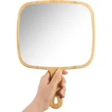 luxuskollektion Handspiegel extra groß Bambus-Handspiegel Reise-Kosmetikspiegel 22,6