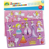 Lena LENA® 65766 - Malset, 2er Zeichenschablonen Set Prinzessinnen und Elfen