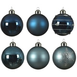 MARELIDA Christbaumkugel Weihnachtskugel Glas D:8cm glänzend matt blau dunkelblau 6er Set