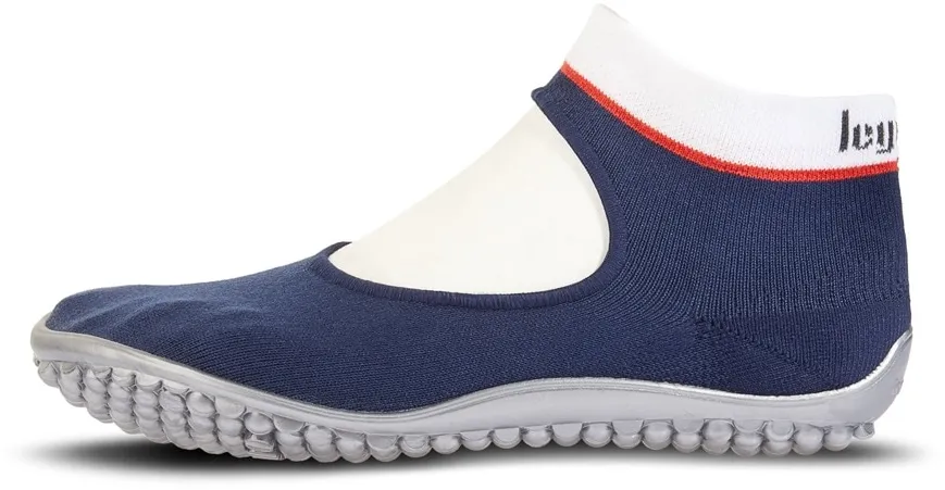 Barfußschuh LEGUANO "BALLERINA", Damen, Gr. XS (36/37), blau (dunkelblau, rot), Textil, sportlich, Schuhe Ballerina Barfußschuh Riemchenballerina, Ballerina, Slipper, Bequemschuh Flexibilität vom Zeh bis zur Ferse