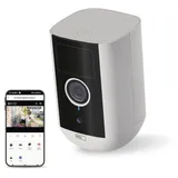 EMOS GoSmart - Smart Home Indoor/Outdoor Kamera - 5MP universale WLAN IP Kamera mit App - Bewegungserkennung, Nachtsicht, Akku - Google Assistant und Alexa Kompatibel - wasserdicht - weiß