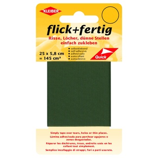 Kleiber 43085 Flick + fertig Selbstklebender Nylon Ausbesserungsflicken, 100% Polyamid, oliv, 25 x 5,8 x 0,02 cm , (145 cm2)