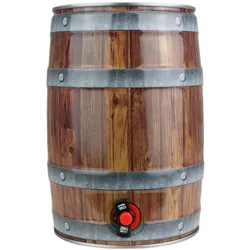 5L Partyfass mit Zapfhahn, Holzoptik