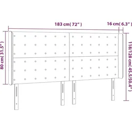 vidaXL LED Kopfteil Dunkelgrau 183x16x118/128 cm Samt