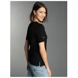 TRIGEMA Damen, T-Shirt DELUXE mit Kristallsteinen", Gr. M, schwarz, (schwarz 008) - M