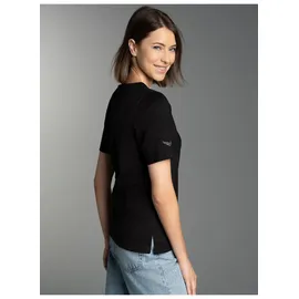 TRIGEMA Damen, T-Shirt DELUXE mit Kristallsteinen", Gr. M, schwarz, (schwarz 008) - M