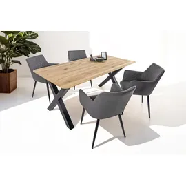 ab:stil.art.moebel Esszimmertisch 200 x 77 x 100 cm beige/schwarz