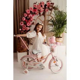 SUN BABY Mädchenfahrrad 14 Zoll Glocke Zusatzräder Schubstange Flower Bike rosa - Rosa