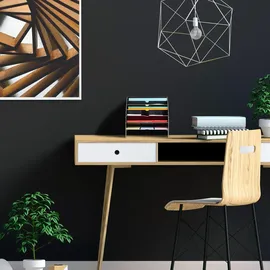 Relaxdays Dokumentenablage, 6 Ablagefächer, DIN A4, HxBxT: 27 x 34 x 27 cm, Büro & Schule, Büro-Organizer, MDF, schwarz
