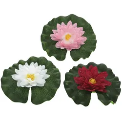 Decoris 1 künstliche Seerose 20cm Kunstblumen Teichpflanzen Dekoblumen schwimmend Lotus
