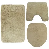 nyvi Badematte NYVISpa Lasalle - Badezimmerteppich + rutschfest, Saugfähig, Schnell Trocknend, Fußbodenheizung geeignet, Waschbar, Weich Farbe:Beige;Größe:Set 3-teilig