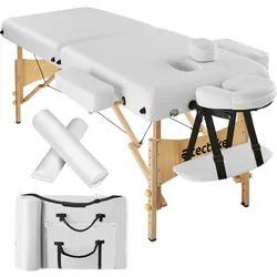 TECTAKE 2-Zonen Massageliege-Set 7,5cm Polsterung + Rollen + Tascheweiß