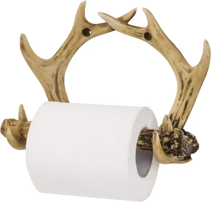 MyGift Wandmontierter rustikaler Toilettenpapierhalter aus Harz mit Hirschgeweih-Design, für 1 Rolle